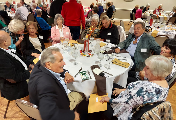 Norm Galloway, Jack Kuret, Mary Ellen Porter Beebe (standing), Marie Adornetto Kuret, Barbara Berg McArthur, Nancy Barber Valentino, Tim Markey, John Frate, Chris Frate, Barbara Brooks Galloway