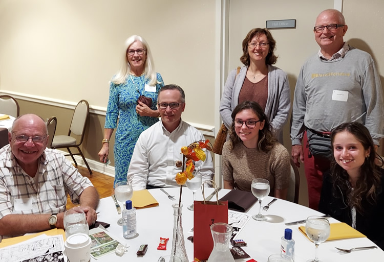 Standing: Sheila Hazzard Bechert, Masha Lashley, Dickie Bernstein<br>Sitting: Phil Roth, David Repko, scholarship recipient Gabby Repko, scholarship recipient Izzy Lashley